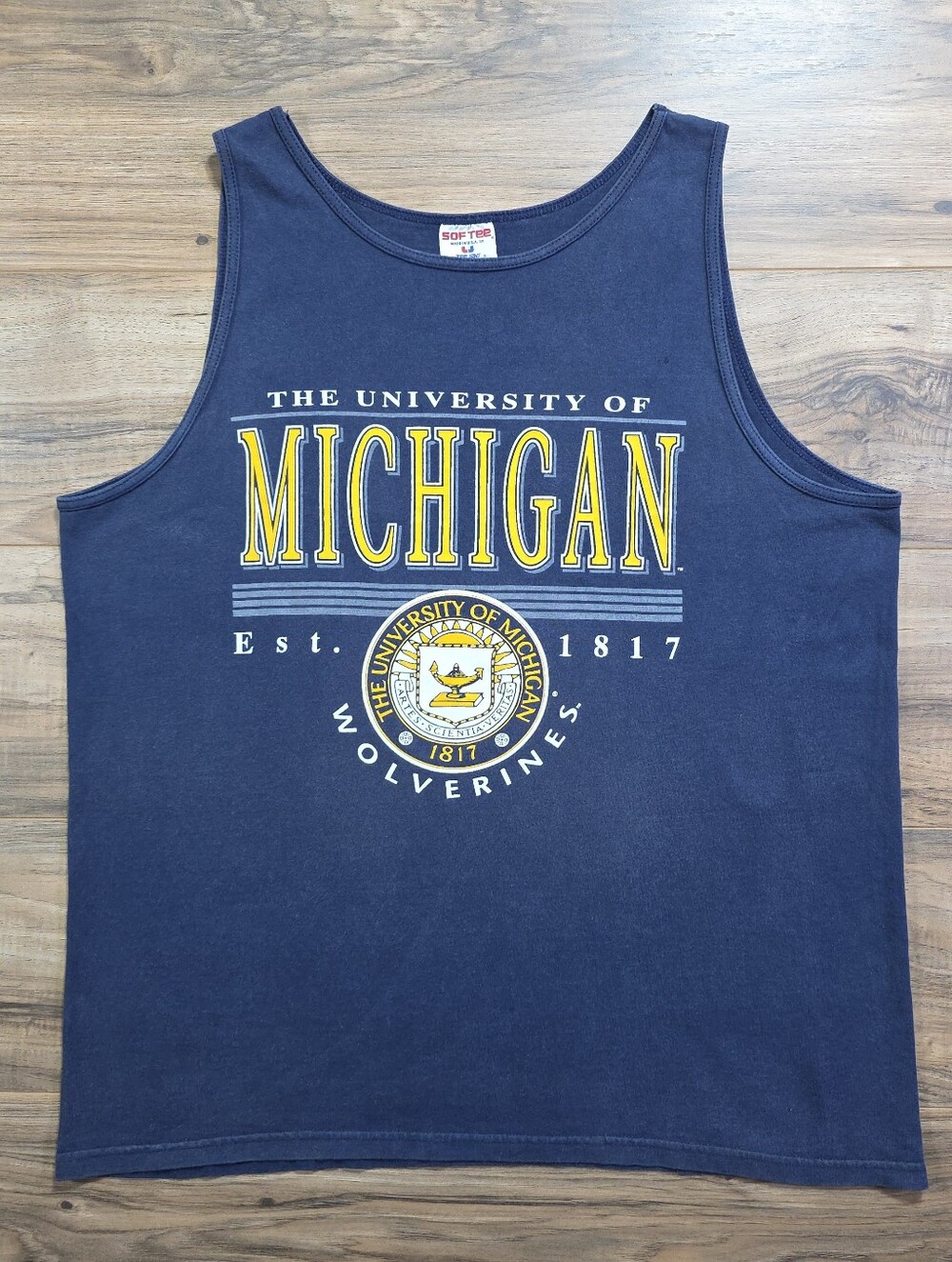 TEE JAYS Sof-Tee University of Michigan Tank Top Men's XL Navy Blue